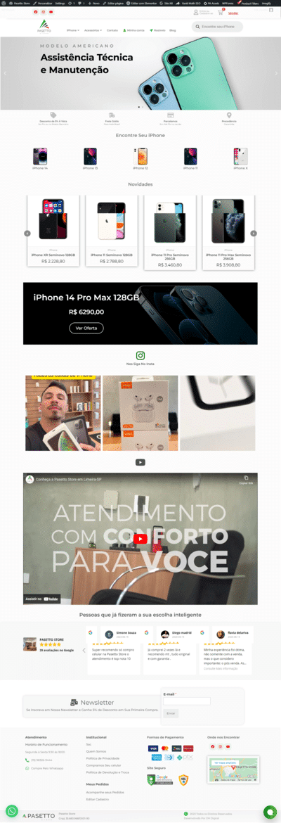 Projeto do site Pasetto Store
