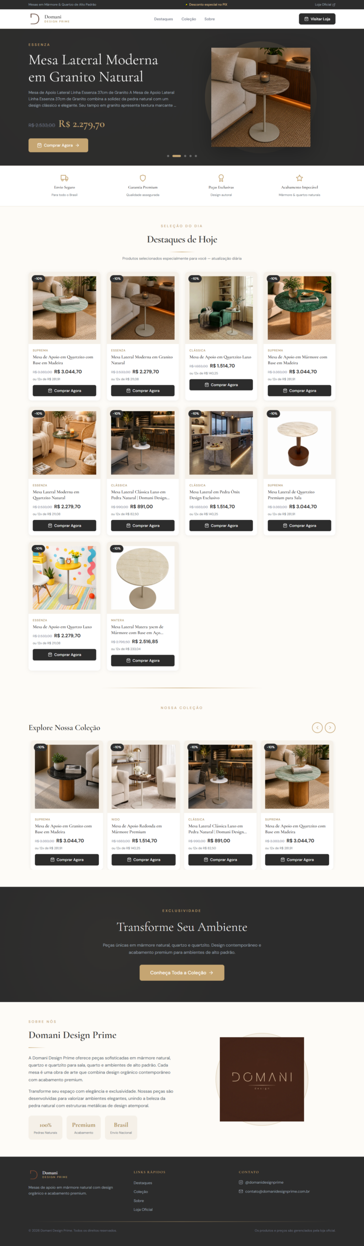 Projeto de landing pages automatizadas da Domani Design Prime