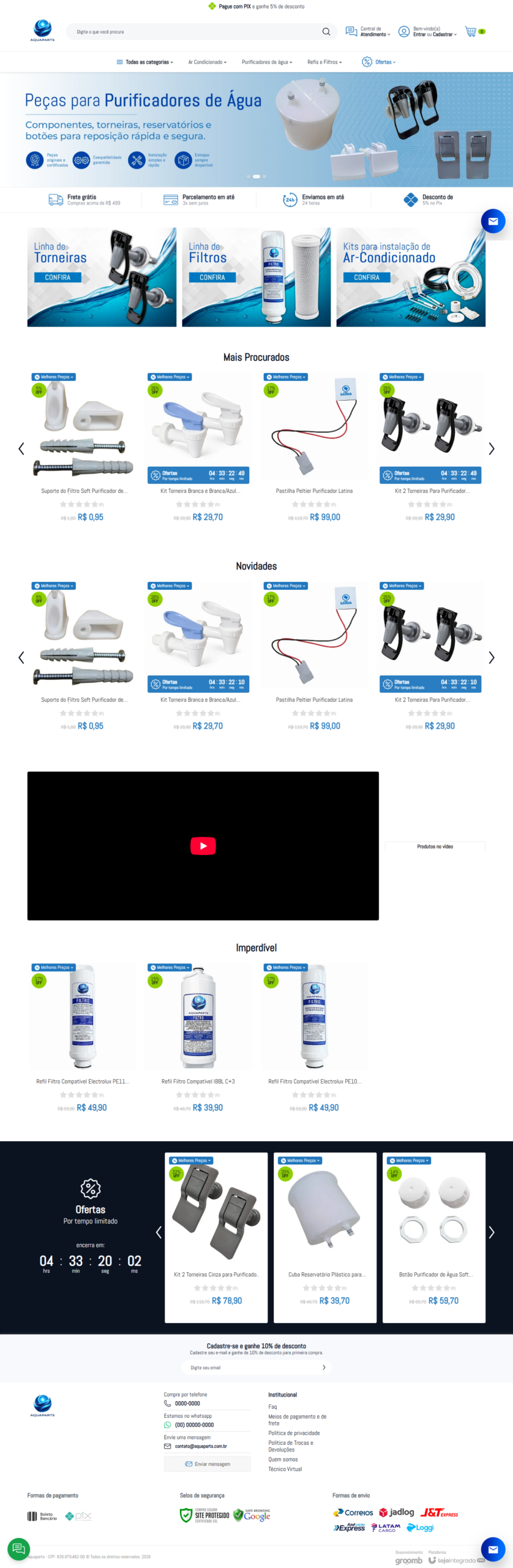 Projeto do site Aquaparts