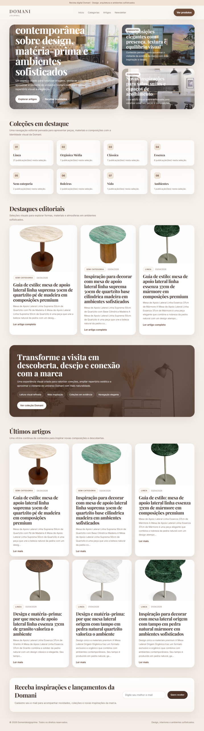 Projeto do blog Domani Design Prime