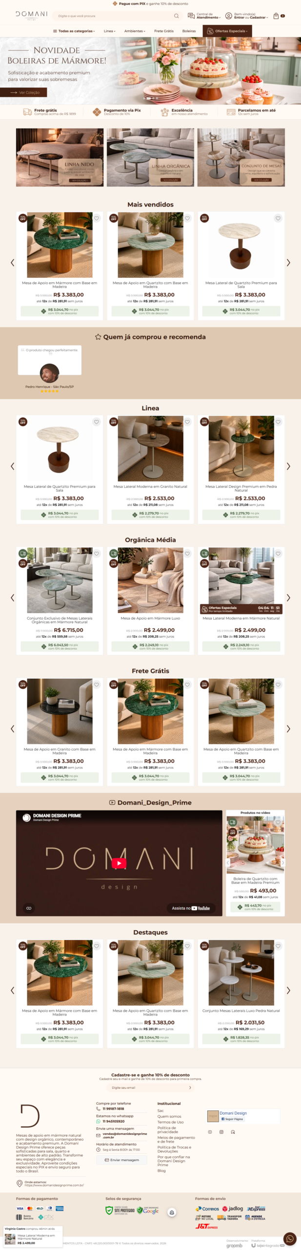 Projeto do site Domani Design Prime