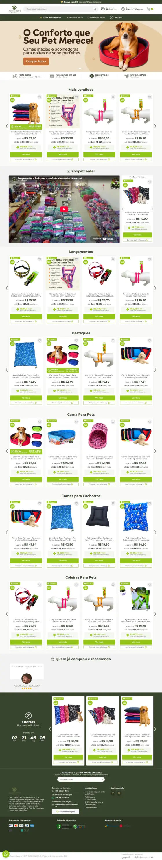 ZooPetCenter — loja virtual desenvolvido pela DH Digital